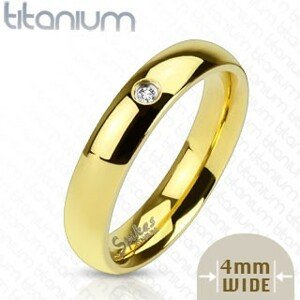 Titánium jegygyűrű arany színben cirkonkővel, 4 mm - Nagyság: 52