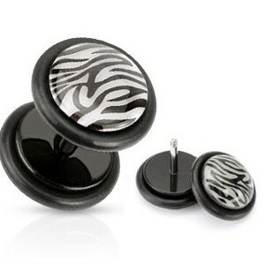 Hamis piercing a fülbe - zebra mintás karika - A piercing színe: Lila