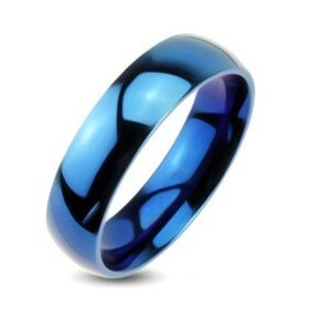 Kék színű fém gyűrű - sima karika tükörfény ragyogással - Nagyság: 54
