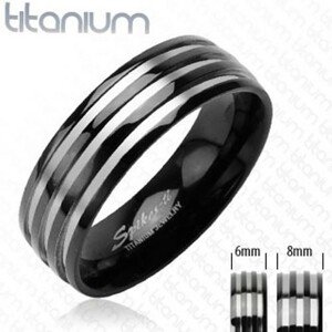 Titánium karikagyűrű - három ezüst sáv - Nagyság: 63