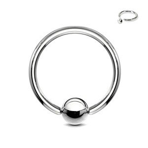 Acél piercing - ezüst karika és gyöngy, 1,6 mm - Méret: 1,6 mm x 11 mm x 4 mm