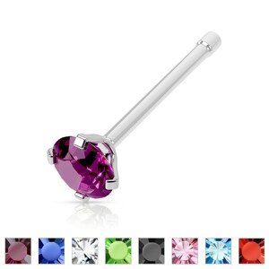 Orr piercing sebészeti acélból - egyenes súlyzó, kerek cirkónia különböző színekben - A piercing vastagsága: 0,8 mm, A cirkónia színe: Rózsaszín - P