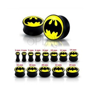 Fényes fekete fülplug - Batman - Vastagság: 6 mm