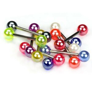 Nyelvpiercing, színes gyöngyfényű golyók - A piercing színe: Rózsaszín