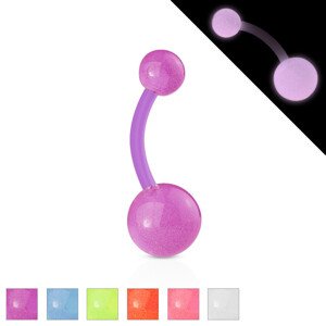 Bioflex köldökpiercing – golyók kicsi buborékokkal, világít a sötétben - A piercing színe: Narancssárga