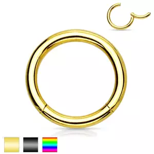 Orr vagy fül piercing, sebészeti acél, egyszerű fényes karika, 2 mm - A piercing színe: Arany