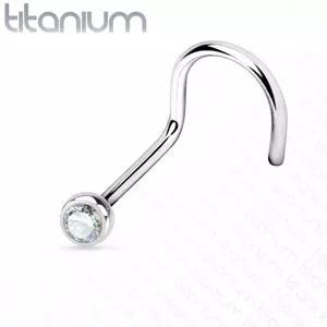 Orr piercing titániumból hajlított véggel ezüst színben - cirkónia 2,5 mm, szélesség 1 mm