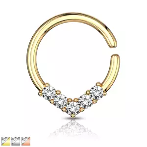 Kerek piercing fülhöz vagy orrhoz - dekoratív korona cirkóniákkal, 1 mm - A piercing színe: Arany