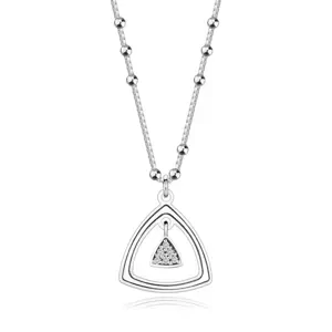925 ezüst nyaklánc - briliánsok, háromszögek lekerekített vállkkal, gyöngyök