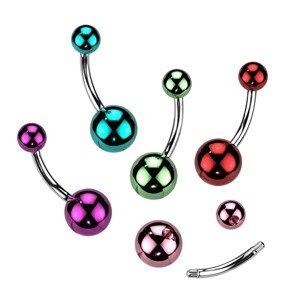 316L sebészeti acél szemöldök piercing - színes akril golyók üvegréteggel - A piercing színe: Zöld