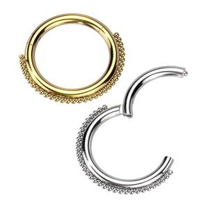 Sebészeti acél piercing - karika gyöngysorral, 8 mm - Szín: Ezüst