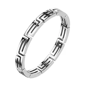 316L acél gyűrű - görög kulcs motívum, ezüst színben  - Nagyság: 49