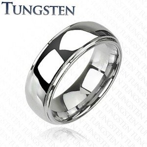 Tungsten gyűrű - fényes, kidomborodó középső résszel - Nagyság: 72