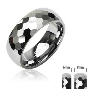 Tungsten - wolfram karikagyűrű, disco minta - Nagyság: 56