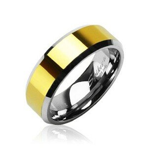Tungsten - wolfram karikagyűrű, arany középső sáv - Nagyság: 64
