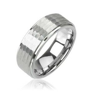 Volfrám gyűrű ezüst színben, csiszolt minta, 8 mm - Nagyság: 67