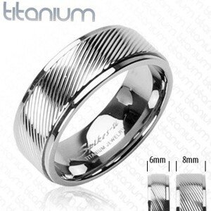 Titánium gyűrű - ferde bemart vonalak - Nagyság: 65