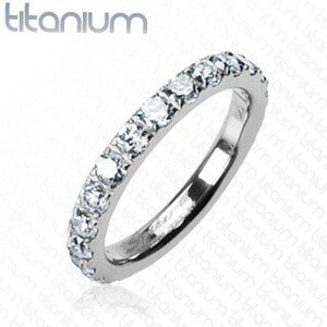 Titánium gyűrű - tiszta kerek cirkónia kövek - Nagyság: 53