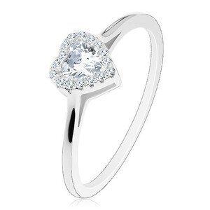 925 ezüst gyűrű, csillogó átlátszó cirkónia szív kerek cirkóniákkal szegélyezve - Nagyság: 50