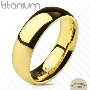Fényes titánium karikagyűrű arany színben sima kidomborodó felülettel, 6 mm - Nagyság: 49
