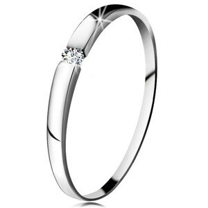 Gyémánt gyűrű fehér 14K aranyból - briliáns átlátszó színben, enyhén kidomborodó szárak - Nagyság: 60