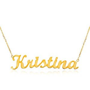 Nyaklánc sárga 14K aranyból - vékony lánc, fényes medál - név Kristína