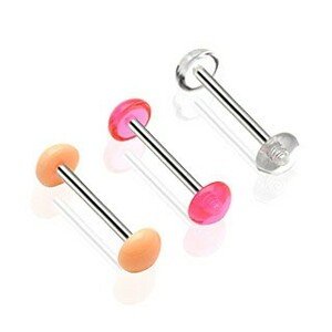 Nyelv piercing - UV gombakalapok, acél szár - A piercing színe: Rózsaszín