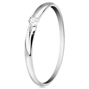 Briliáns gyűrű fehér 14K aranyból - vékony bemetszések a szárakon, átlátszó gyémánt - Nagyság: 51