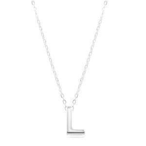 925 ezüst nyaklánc, fényes lánc, nagy nyomtatott L betű