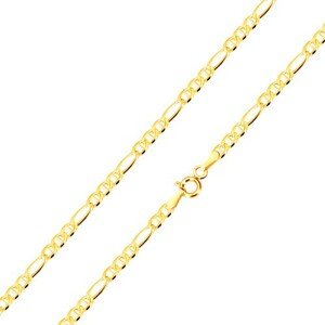 14K sárga arany nyaklánc - Figaro motívum, ovális láncszemek 450 mm