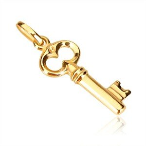 585 sárga arany medál - fényes kulcs, antik minta