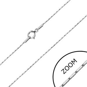 14K fehér arany nyaklánc - téglalap elemek, szögletes lánc, 500 mm