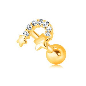 375 arany áll és ajak piercing - két csillag cirkóniás ívvel összekötve