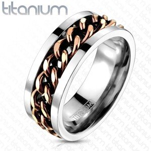 Titánium gyűrű - réz színű lánc - Nagyság: 63