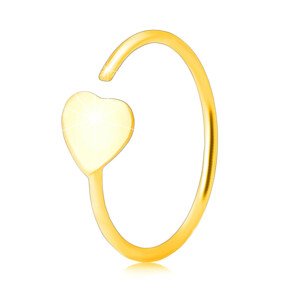 14K sárga arany piercing – egy lapos szívben végződő gyűrű kontúr