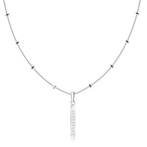 925 Ezüst nyaklánc - kígyó mintás lánc, vékony téglalap alakú cirkóniákkal