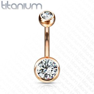 Titánium köldök piercing - két átlátszó, kerek kő, 1,6 mm - Szín: Fekete