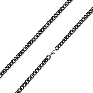 316L fekete acél lánc - csavart kerek láncszemek, PVD bevonat technológia, 3 mm - Hossz: 485 mm