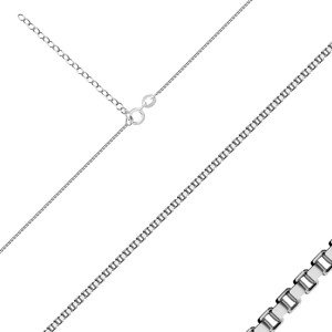 925 Ezüst lánc - sűrűn összekapcsolt négyzet alakú láncszemek, vastagsága 0,8 mm