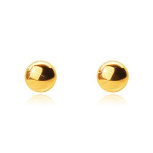 9K sárga arany fülbevaló -  egyszerű, fényes gyöngy, 2 mm, stekker zár