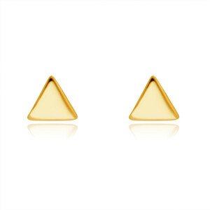 Fülbevaló 9K sárga aranyból – fényes ívelt egyenlő oldalú háromszögek