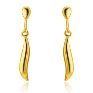 Fülbevaló 9K aranyból - fényes függőleges hullámok sárga aranyból, fülbevaló, stekker zár