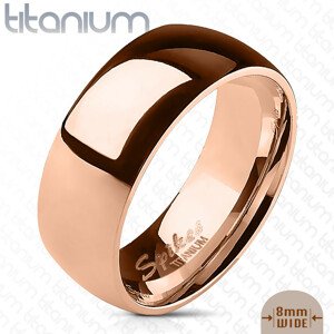 Sima titánium gyűrű, rózsaarany színben, fényes felülettel, 8 mm-es  - Nagyság: 59