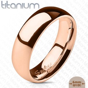 Sima titánium gyűrű, rózsaarany színben, fényes felülettel, 6 mm-es  - Nagyság: 52
