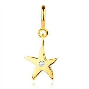 14K arany medál karkötőhöz – tengeri csillag átlátszó cirkóniával, rugós gyűrűvel