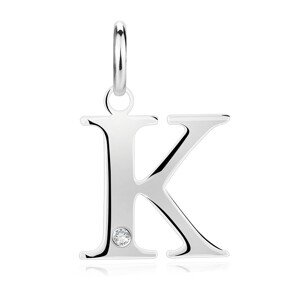 Gyémánt medál 925 ezüstből – nagy K betűvel, kerek briliáns