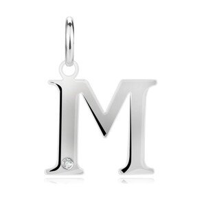 Gyémánt medál 925 ezüstből – nagy M betűvel, kerek briliáns