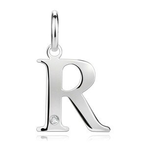 Gyémánt medál 925 ezüstből – nagy R betűvel, kerek briliáns