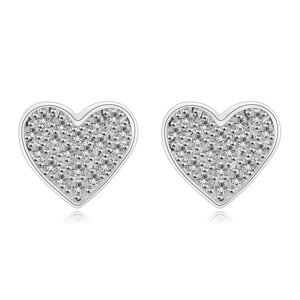 925 Ezüst fülbevaló – szimmetrikus szívek, átlátszó cirkóniák