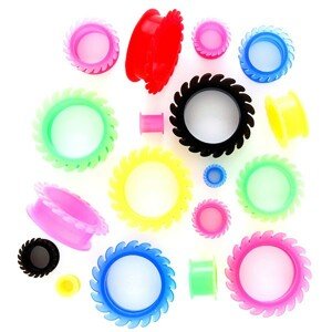 Fültágító alagút - műanyag lemezek - Vastagság: 10 mm, A piercing színe: Rózsaszín